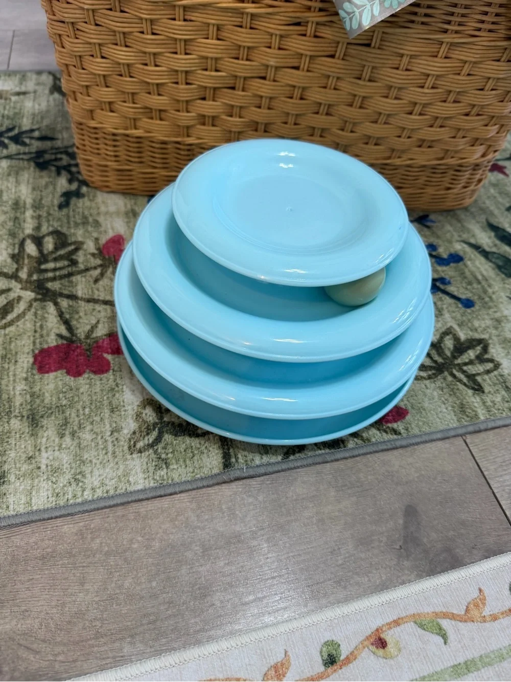 Cat Toy Blue Tiered Cat Track Toy with Rolling Ball